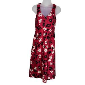 VTG 90s Silk Midi Dress Ann Taylor Red Black Floral Whimsigoth Formal wedding 4